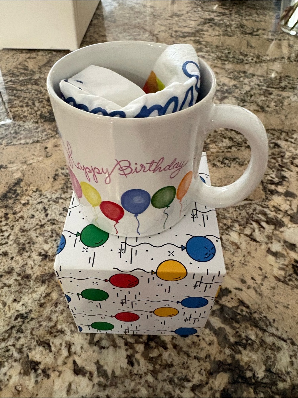 Happy Birthday Balloon Ceramic Mug - White Festive Gift
